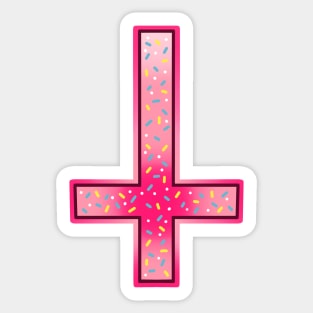 cute pink inverted cross Sticker